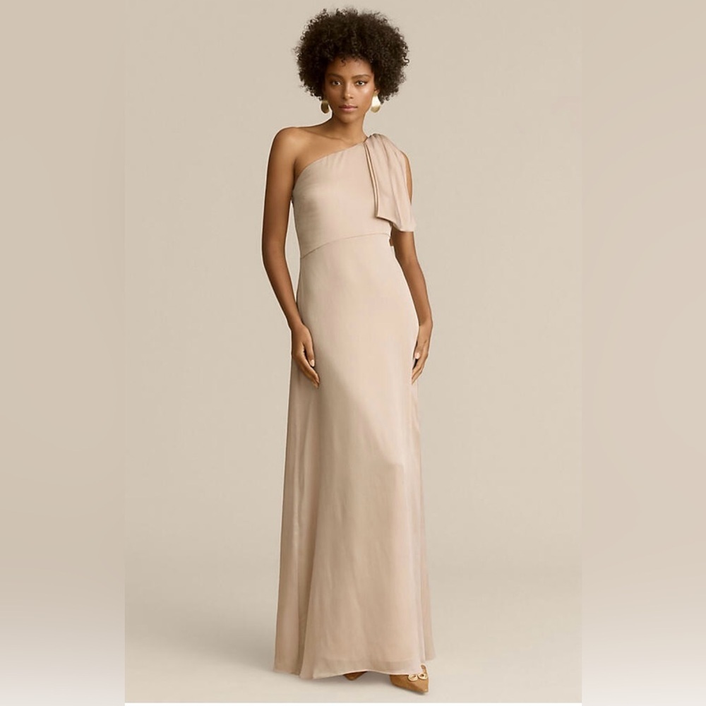 Sachin + Babi Champagne One Shoulder Formal Maxi Gown Dress Size 6